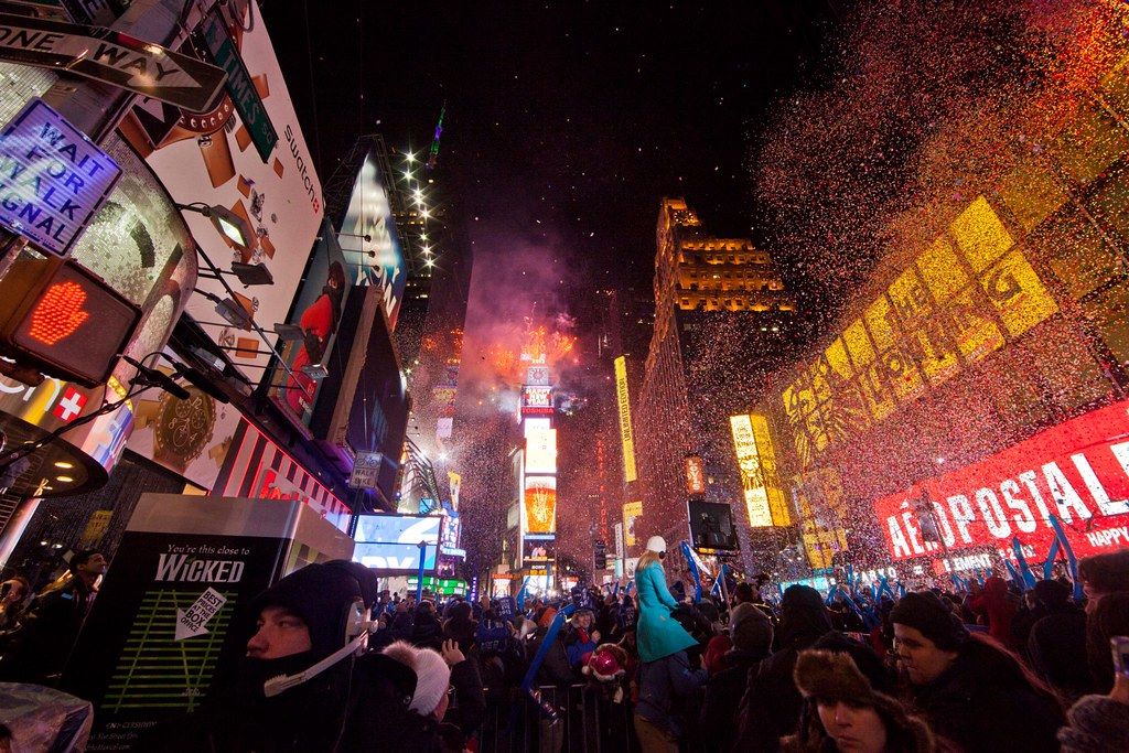 Partiers celebrate New Year's in Times Square
