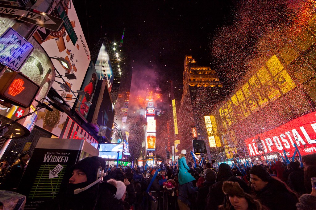 Partiers celebrate New Year's in Times Square